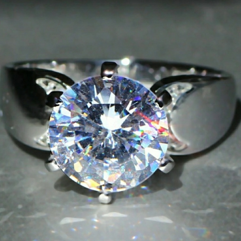 Ring White Sapphire solitare 925 SP stamped